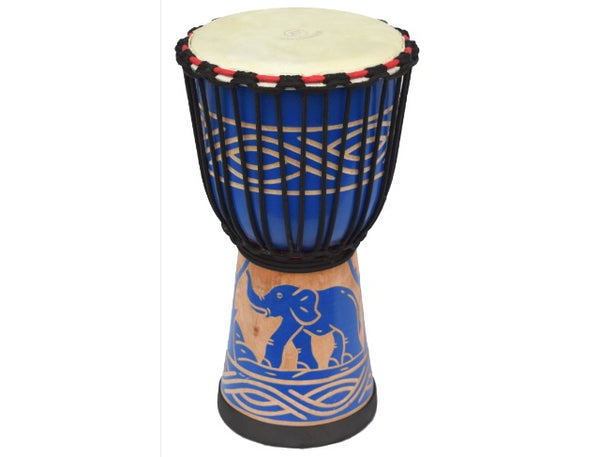 Ecko 8" 40cm Carved Djembe Blue Elephant